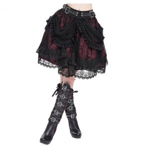 Black and Burgundy 'Radegonda' Gothic Skirt