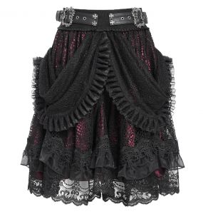 Black and Burgundy 'Radegonda' Gothic Skirt