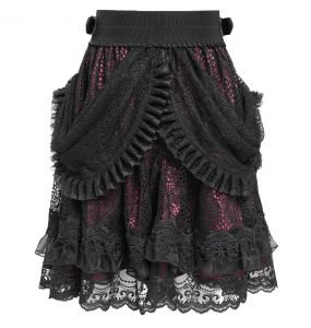 Black and Burgundy 'Radegonda' Gothic Skirt