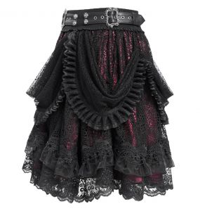 Black and Burgundy 'Radegonda' Gothic Skirt