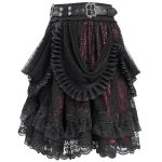 Black and Burgundy 'Radegonda' Gothic Skirt
