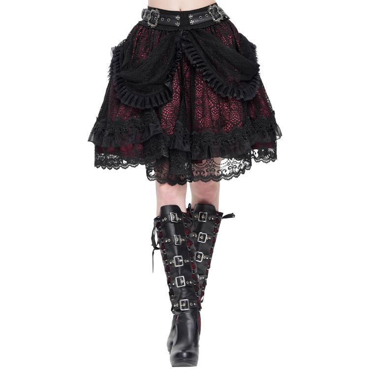 Black and Burgundy 'Radegonda' Gothic Skirt