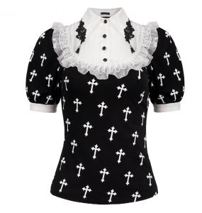 Black and White 'Radegonda' Short Sleeves Top