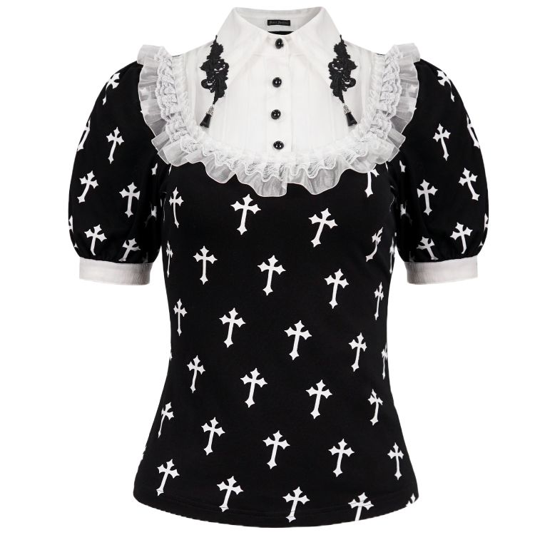 Top Manches Courtes 'Radegonda' Noir et Blanc