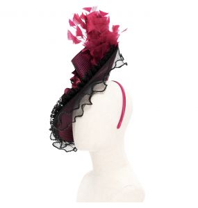 Chapeau 'Ascot' Noir et Rose
