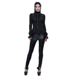 Sexy Black 'Radegonda' Long Sleeves Blouse