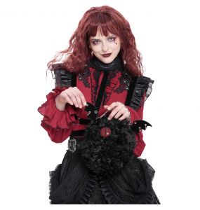 Black Plush 'Cheshire' Round Bag