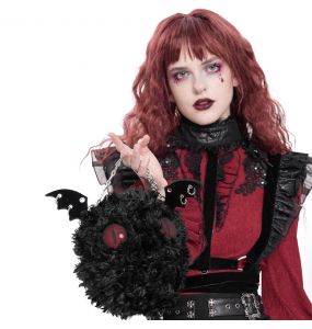 Black Plush 'Cheshire' Round Bag