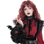 Black Plush 'Cheshire' Round Bag