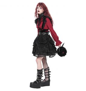 Black Plush 'Cheshire' Round Bag