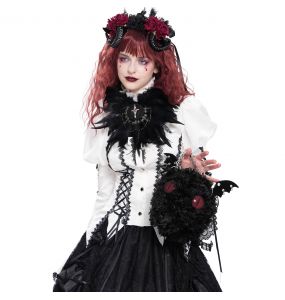 Black Plush 'Cheshire' Round Bag