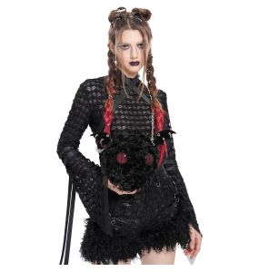 Black Plush 'Cheshire' Round Bag