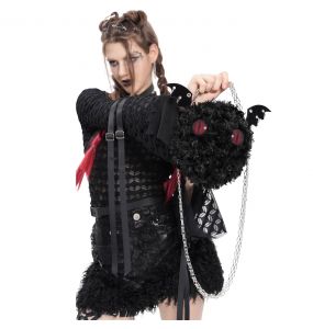 Black Plush 'Cheshire' Round Bag