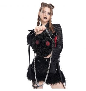 Black Plush 'Cheshire' Round Bag