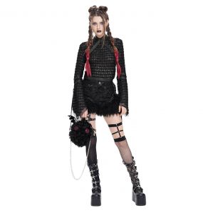 Black Plush 'Cheshire' Round Bag
