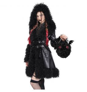Black Plush 'Cheshire' Round Bag