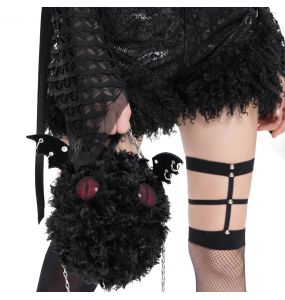 Black Plush 'Cheshire' Round Bag