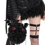 Black Plush 'Cheshire' Round Bag