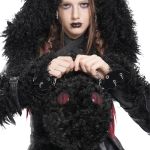 Black Plush 'Cheshire' Round Bag
