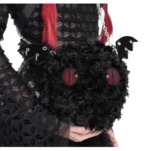 Black Plush 'Cheshire' Round Bag