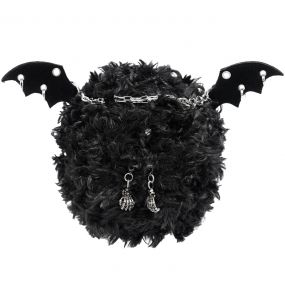 Black Plush 'Cheshire' Round Bag