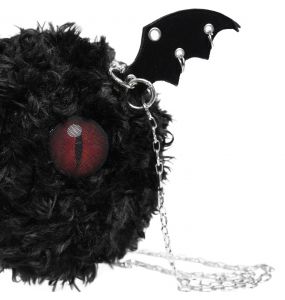 Black Plush 'Cheshire' Round Bag