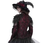 Burgundy and Black Lace 'Malasintha' Long Sleeves Top
