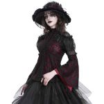 Burgundy and Black Lace 'Malasintha' Long Sleeves Top