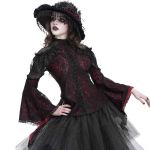 Burgundy and Black Lace 'Malasintha' Long Sleeves Top