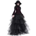 Burgundy and Black Lace 'Malasintha' Long Sleeves Top