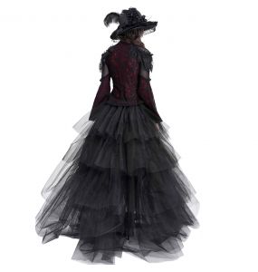 Burgundy and Black Lace 'Malasintha' Long Sleeves Top