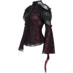 Burgundy and Black Lace 'Malasintha' Long Sleeves Top