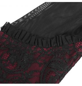Burgundy and Black Lace 'Malasintha' Long Sleeves Top