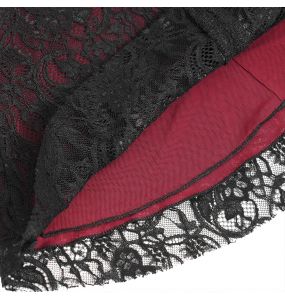 Burgundy and Black Lace 'Malasintha' Long Sleeves Top