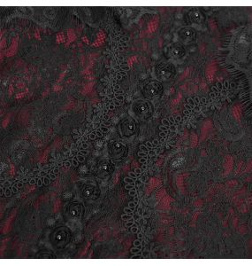 Burgundy and Black Lace 'Malasintha' Long Sleeves Top