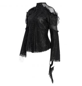 Haut Manches Longues 'Malasintha' en Dentelle Noire