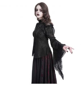 Haut Manches Longues 'Malasintha' en Dentelle Noire
