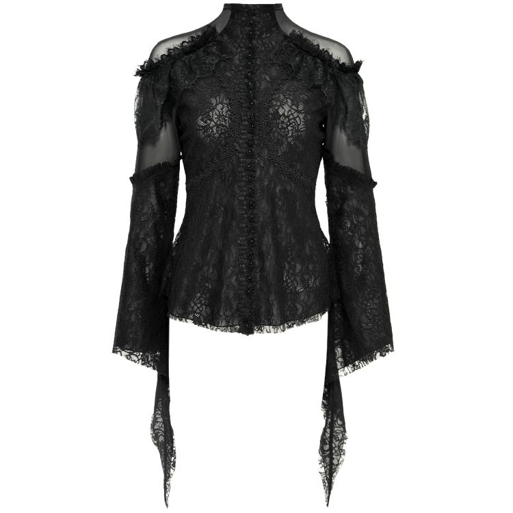Haut Manches Longues 'Malasintha' en Dentelle Noire