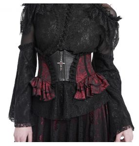 Black and Burgundy Jacquart 'Amalfriede' Corset Belt