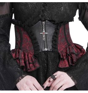 Black and Burgundy Jacquart 'Amalfriede' Corset Belt