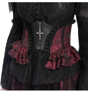 Black and Burgundy Jacquart 'Amalfriede' Corset Belt