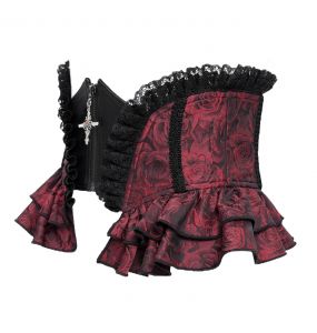 Black and Burgundy Jacquart 'Amalfriede' Corset Belt