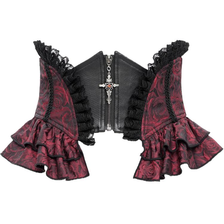 Black and Burgundy Jacquart 'Amalfriede' Corset Belt
