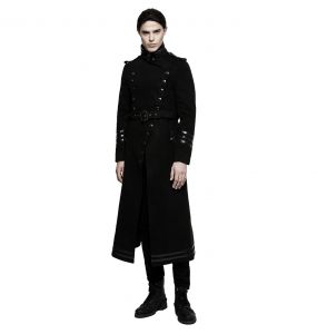 Black 'Militaria' Coat for Men