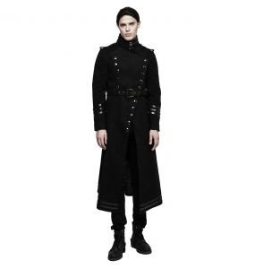 Black 'Militaria' Coat for Men