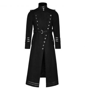 Black 'Militaria' Coat for Men