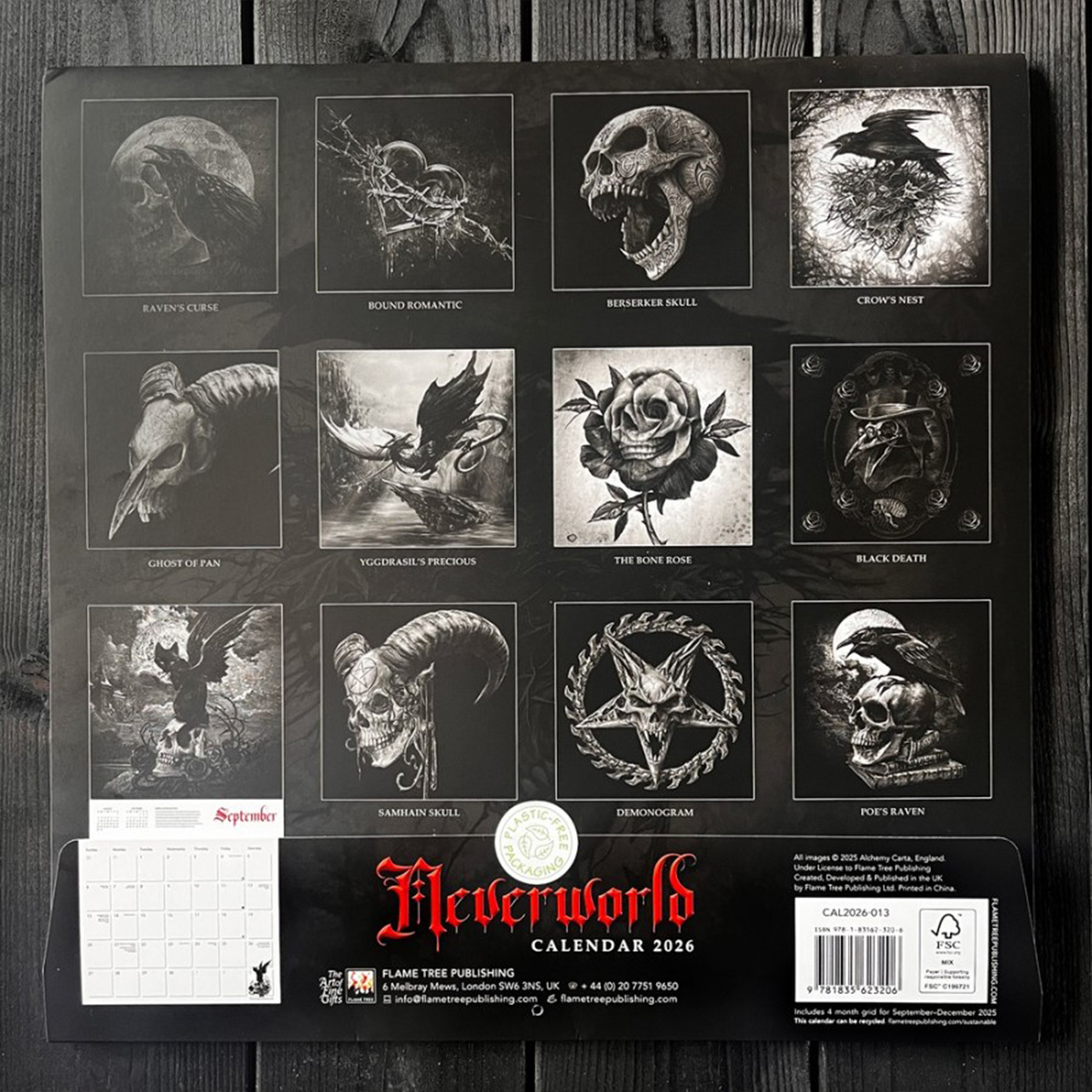 Alchemy Gothic 'Neverworld' Black & White 2026 Wall Calendar by