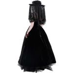 Longue Robe 'Liuva' en Dentelle et Velours Noirs