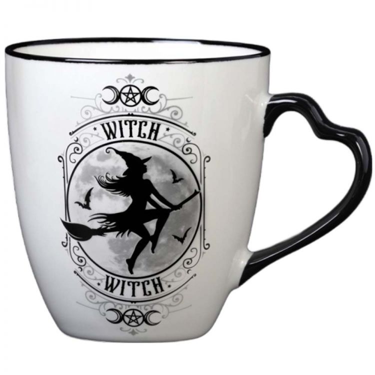 Mug 'Witch' en Porcelaine avec Anse en Forme de Cœur