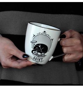 Mug 'Saint/Sinner' en Porcelaine avec Anse en Forme de Cœur